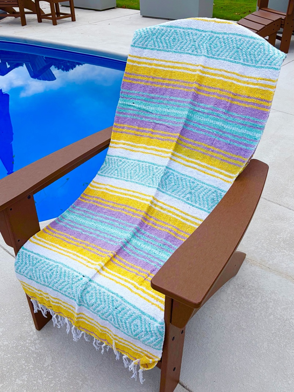 Mexican Falsa Blanket – Woven Striped Serape Throw with Fringe